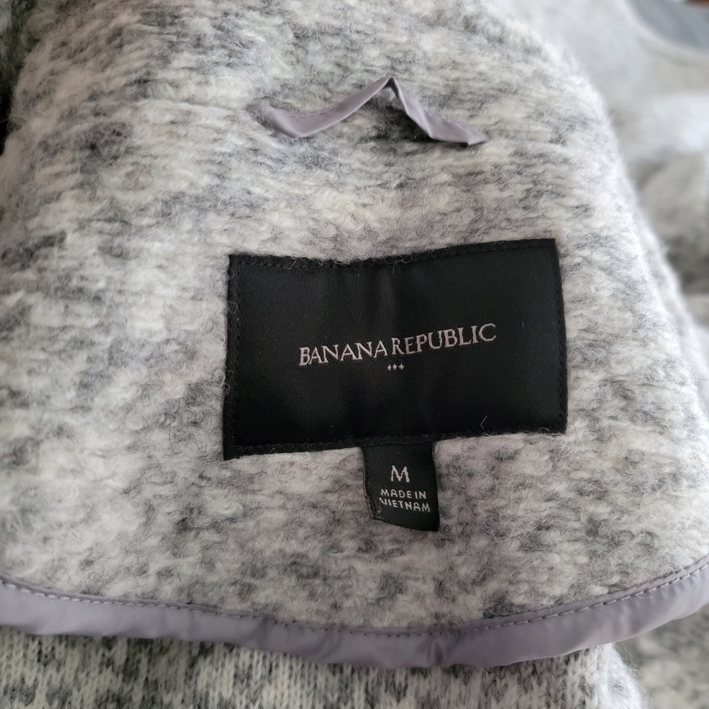 Banana Republic Knit Cocoon Wool Blend Oversized 2 Button Front Coat SZ M Gray - Picture 3 of 12